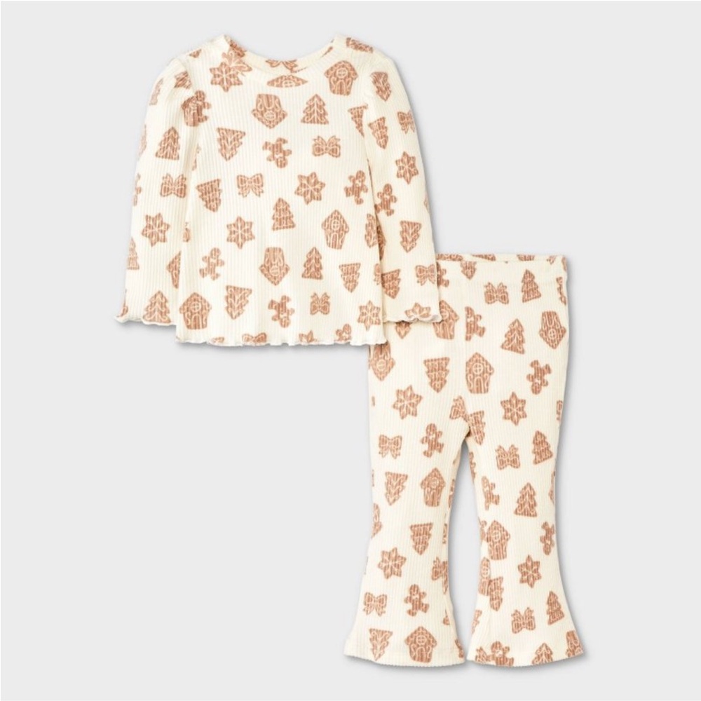 Cozy Cream and Brown holiday cookies matching two piece set